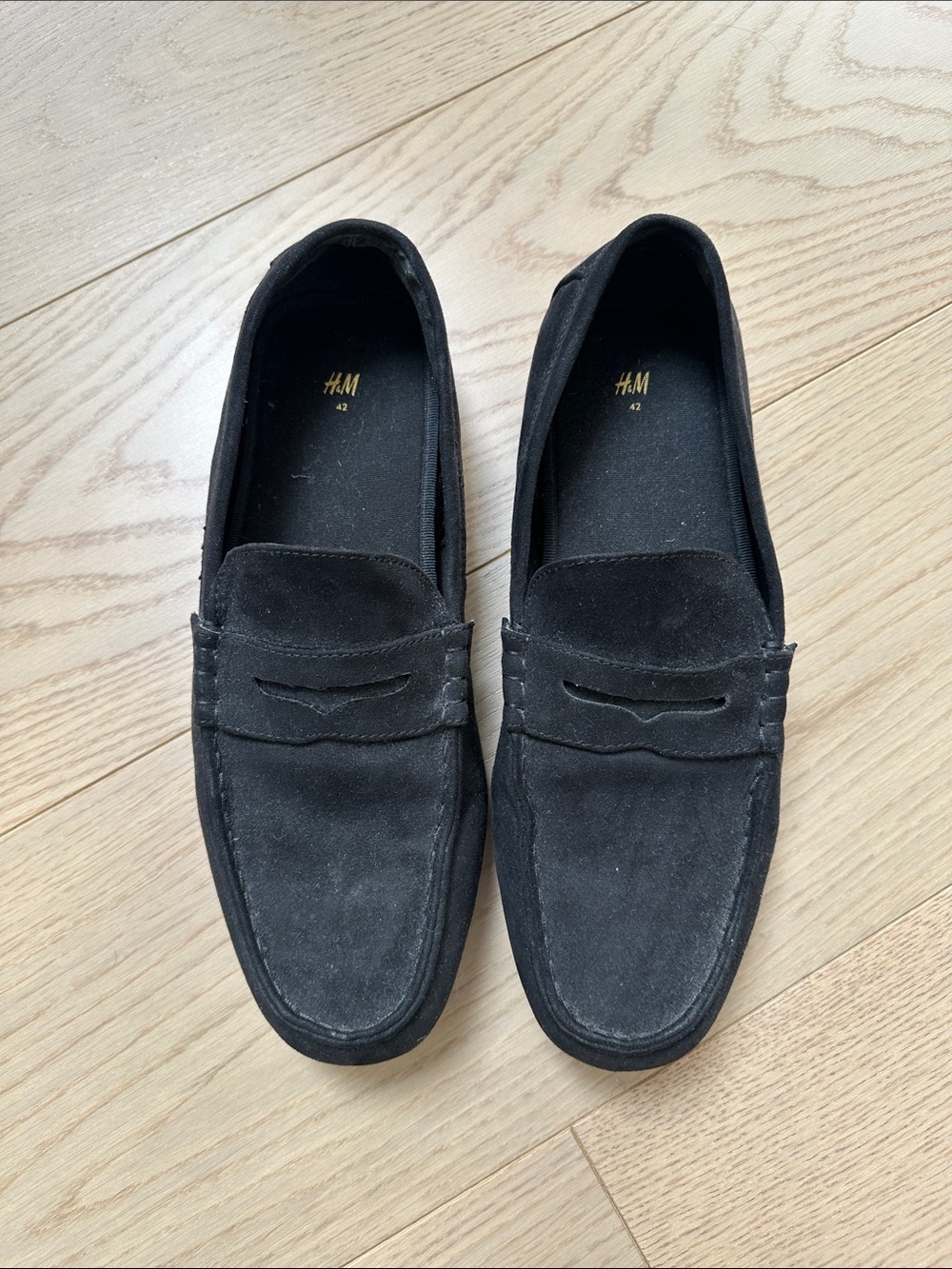 H&M Black Suede Penny Loafers for Men